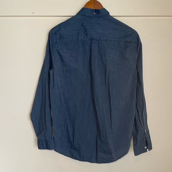 Hurley S Blue Button Down Dress Shirt - Picture 6 of 9